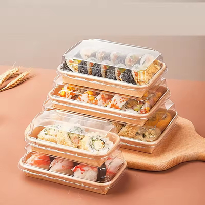 分解可能な寿司トレイ リサイクル紙の寿司容器 蓋付きケーキ容器