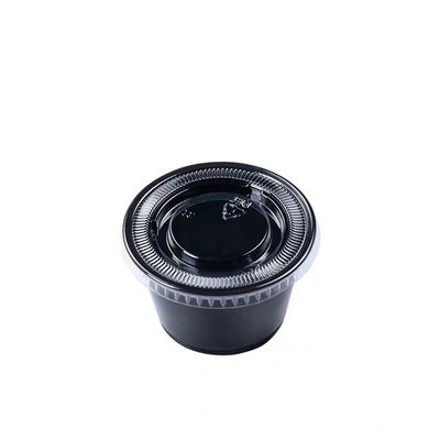 黒い色ペットふた1.5OZ使い捨て可能なソース コップ