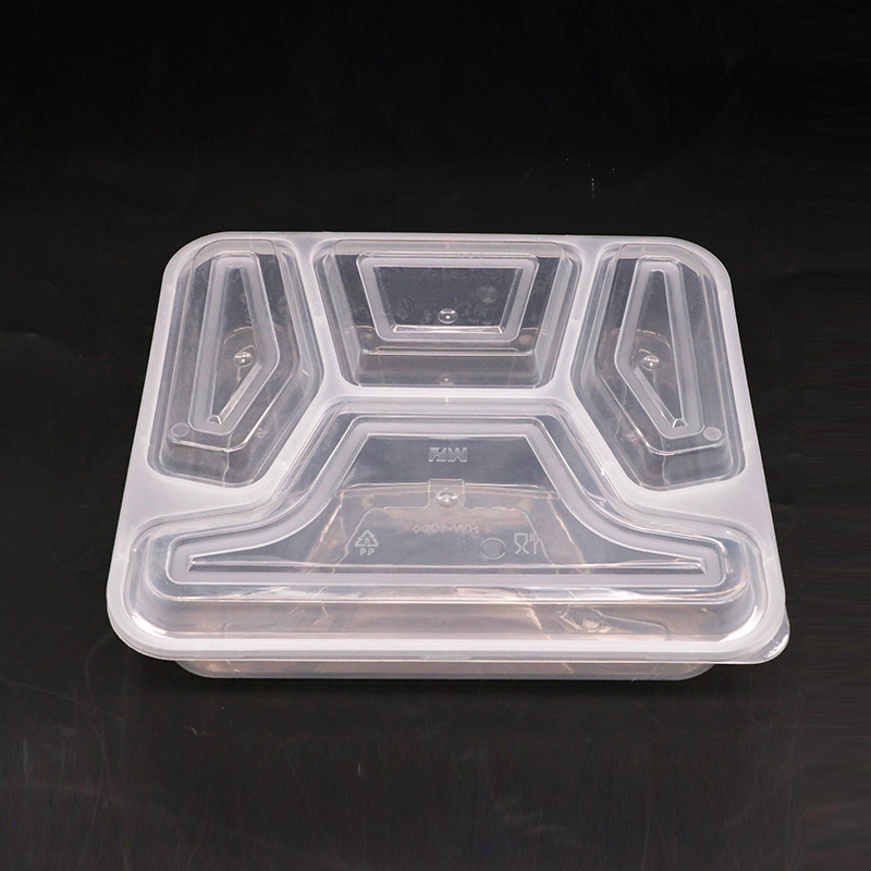 3つのコンパートメントPP長方形のお弁当箱の食品容器の食品等級材料