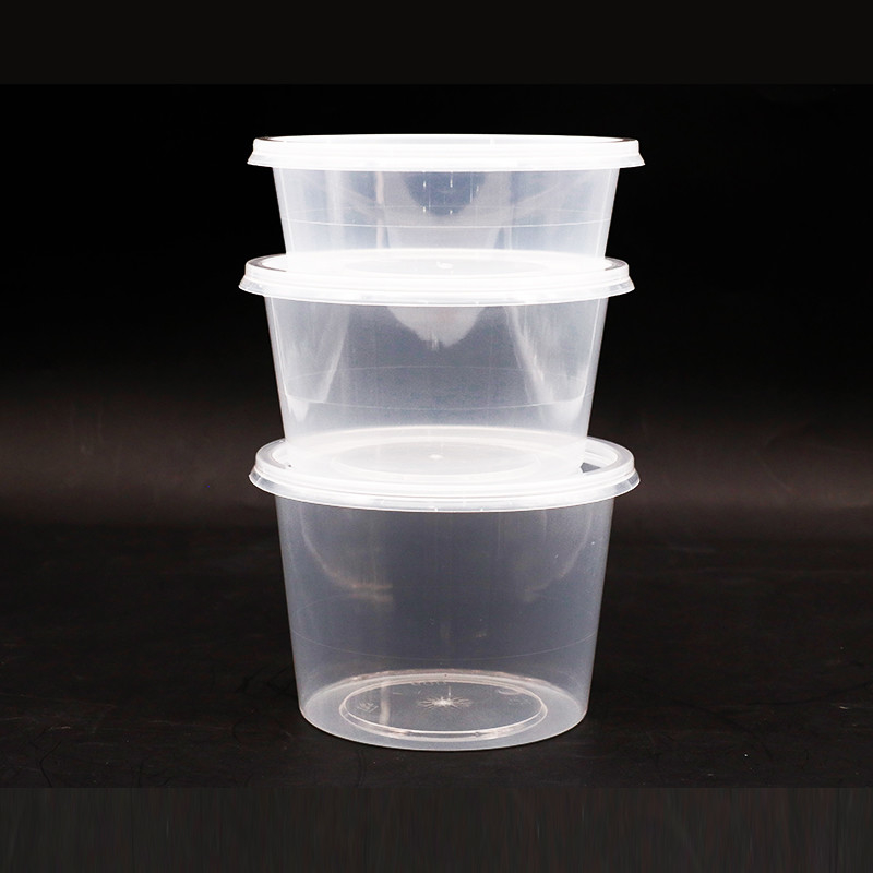注文のロゴふたが付いている使い捨て可能なPPのプラスチック収納箱明確なスープ コップ