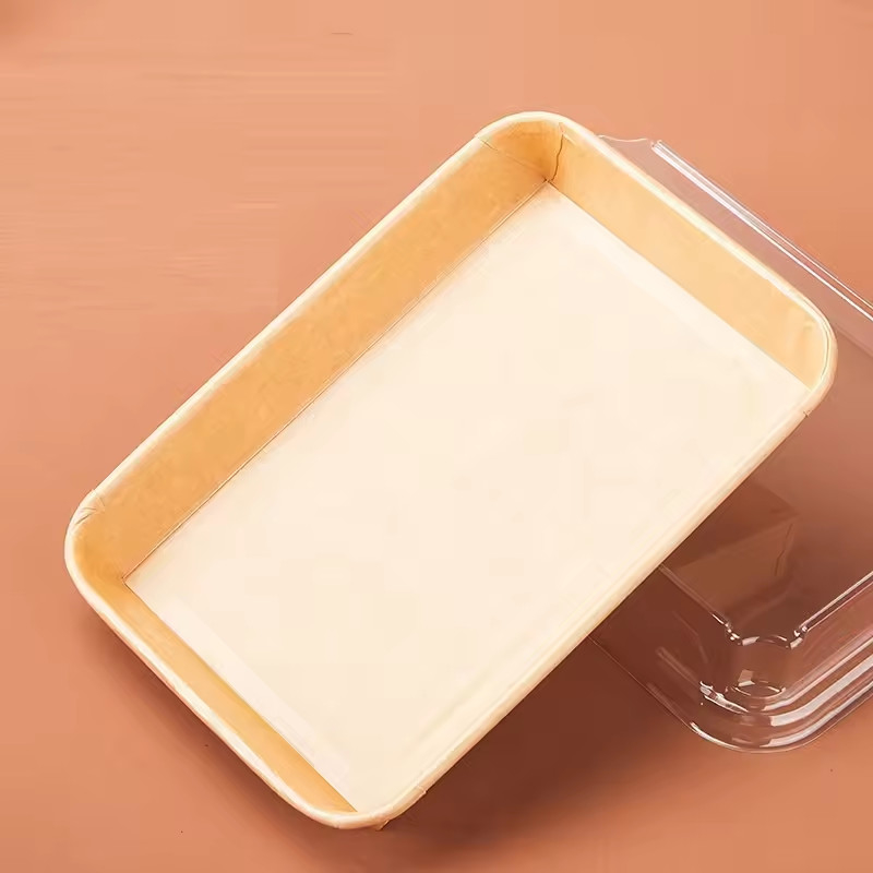 分解可能な寿司トレイ リサイクル紙の寿司容器 蓋付きケーキ容器