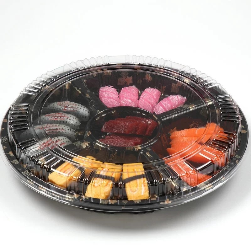 一回5枚 プラスチックの包装箱 蓋付き 日本製 ベンツボックス 丸い寿司箱