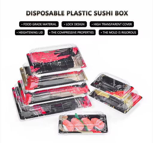 スーシ 持ち帰り 容器 プラスチック 食品 包装 箱 蓋付き トレイ 寿司 容器 箱