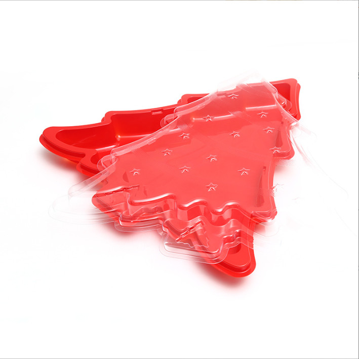 クリスマスツリー寿司箱 焼いたチョコレートケーキ 寿司箱 使い捨てのプラスチック製の新鮮な包装箱