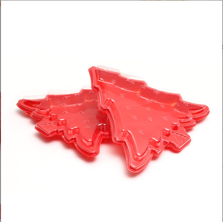クリスマスツリー寿司箱 焼いたチョコレートケーキ 寿司箱 使い捨てのプラスチック製の新鮮な包装箱