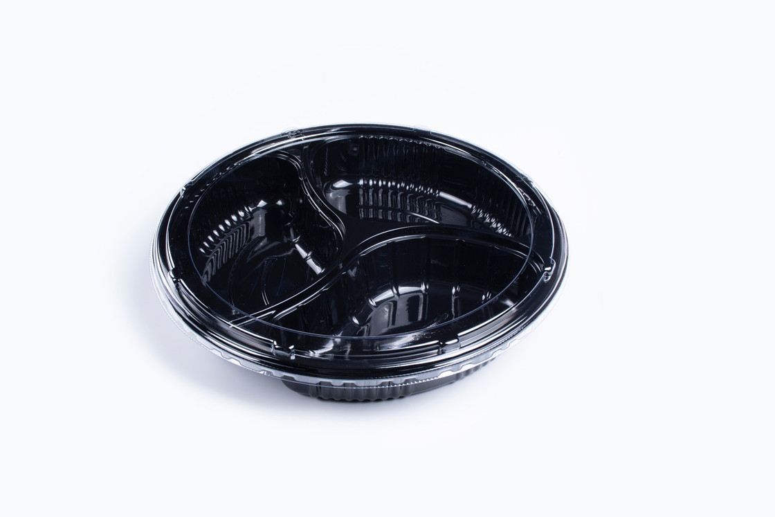 丸い使い捨て食品包装 蓋付きのプラスチック寿司トレイ