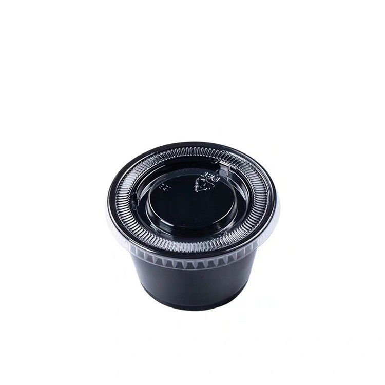 黒い色ペットふた1.5OZ使い捨て可能なソース コップ