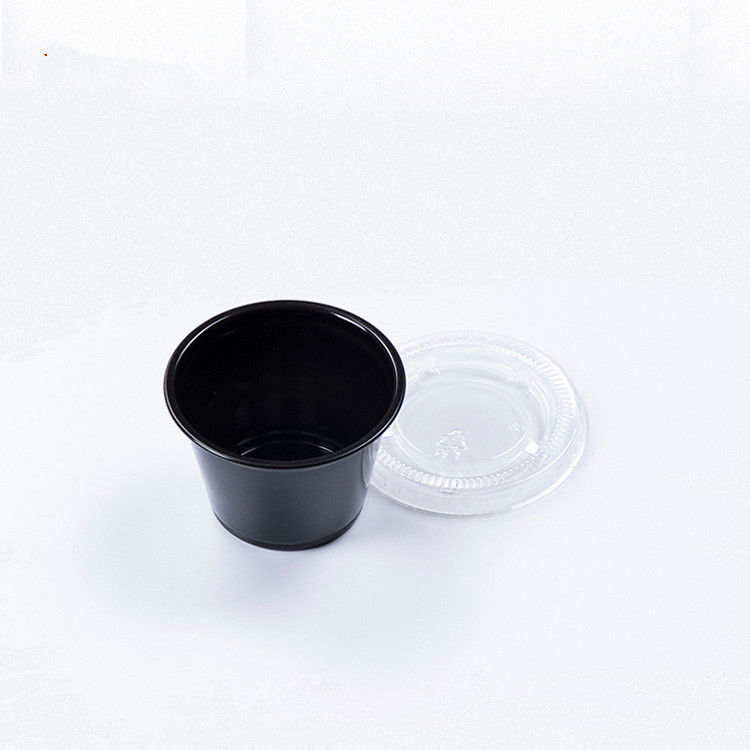黒い色ペットふた1.5OZ使い捨て可能なソース コップ