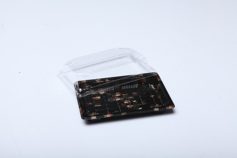 日本のテイクアウトの使い捨て可能なプラスチック寿司箱の容器の皿