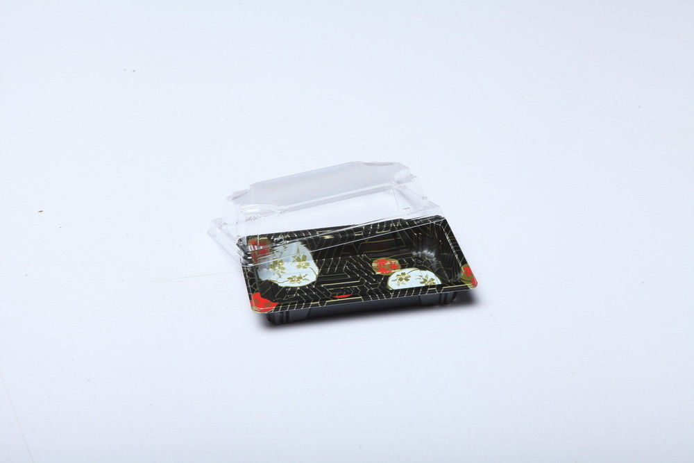 日本のテイクアウトの使い捨て可能なプラスチック寿司箱の容器の皿