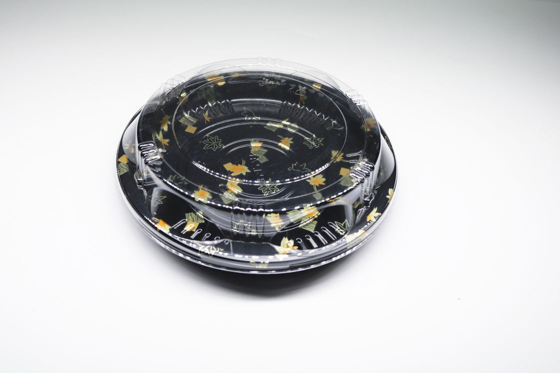 使い捨て可能なプラスチック皿箱、円形の寿司の皿は、食糧皿を取り除く