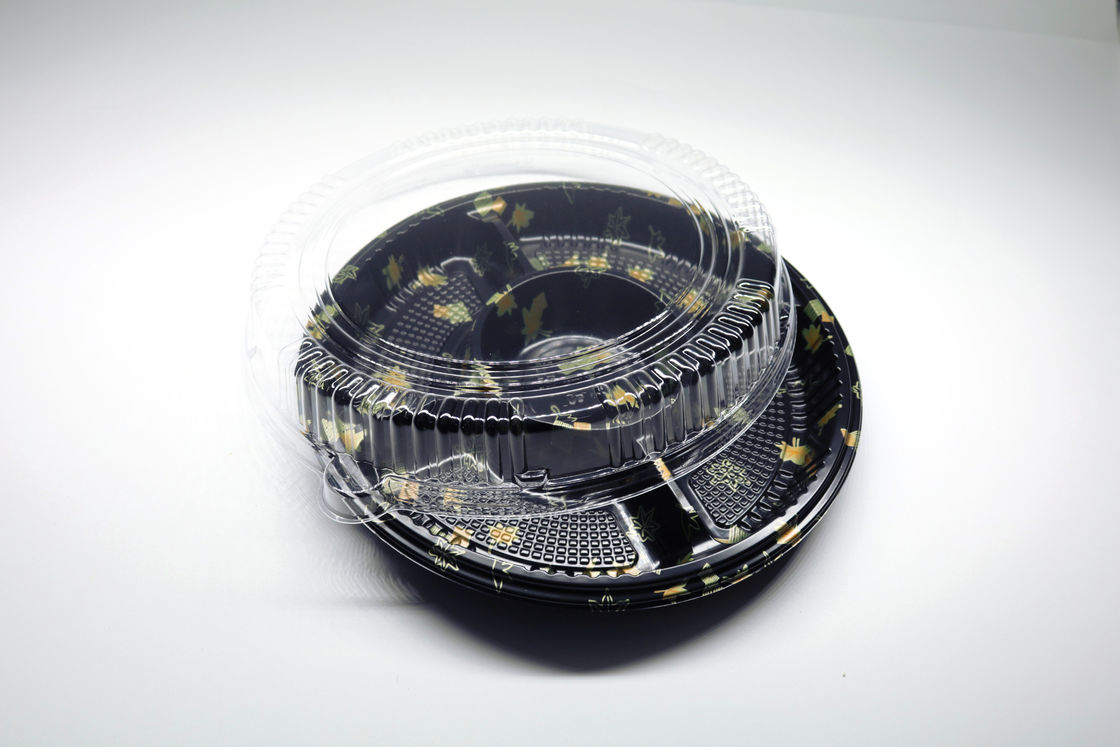 使い捨て可能なプラスチック皿箱、円形の寿司の皿は、食糧皿を取り除く