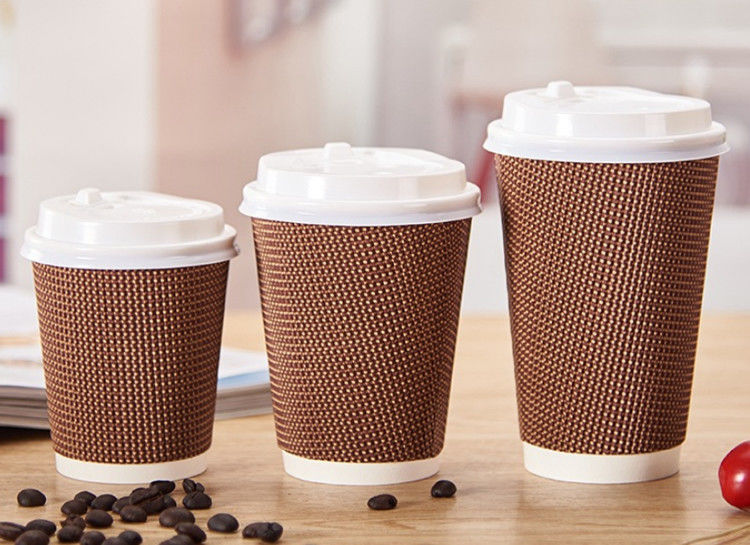90mmの口3つの層の波形の使い捨て可能なコーヒー カップ16oz