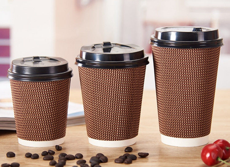 90mmの口3つの層の波形の使い捨て可能なコーヒー カップ16oz