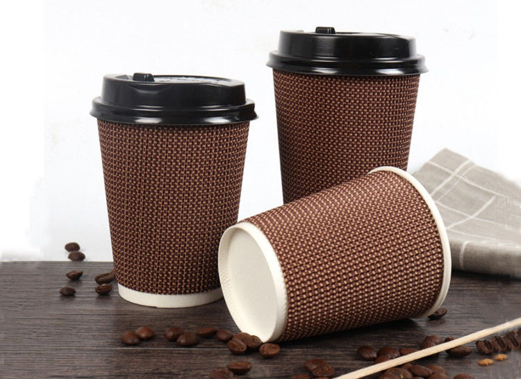 90mmの口3つの層の波形の使い捨て可能なコーヒー カップ16oz