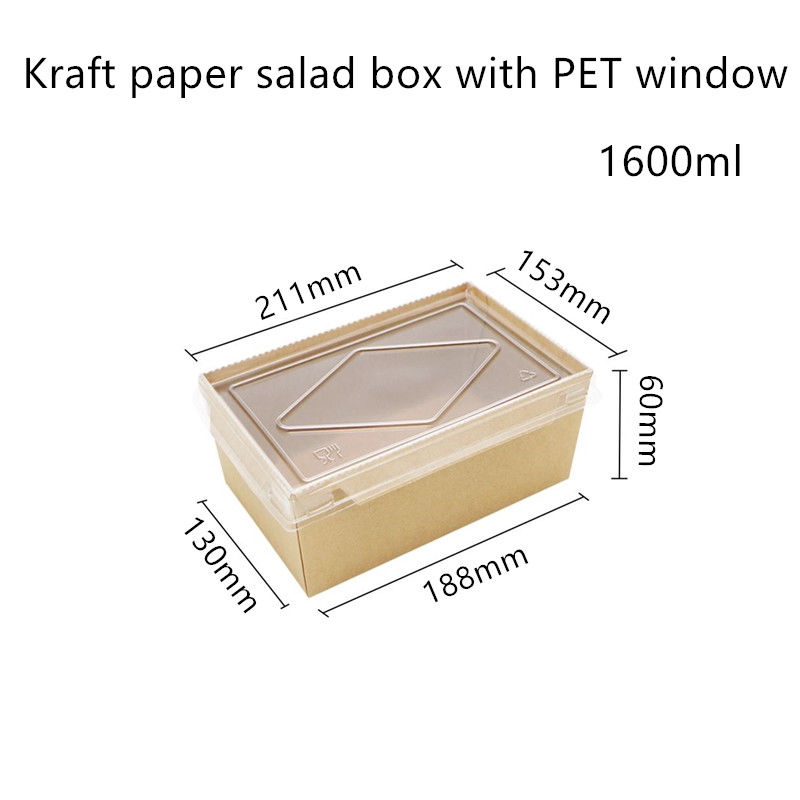 ペットふたのクラフト紙の使い捨て可能な食品容器2100 1600 1400ml
