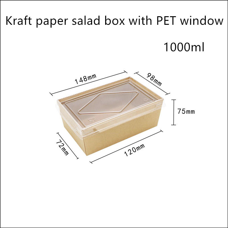 ペットふたのクラフト紙の使い捨て可能な食品容器2100 1600 1400ml