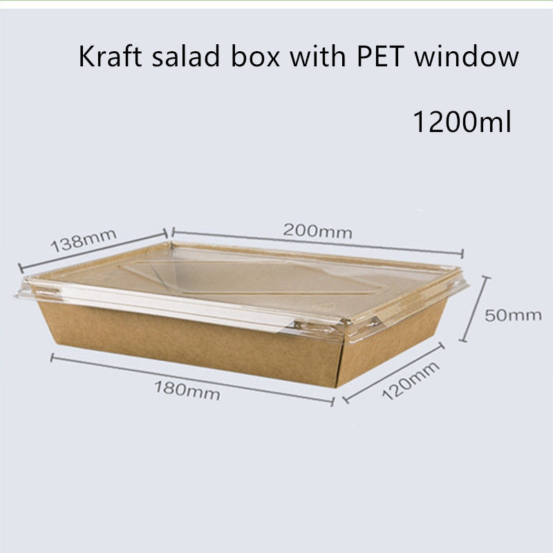 ペットふたのクラフト紙の使い捨て可能な食品容器2100 1600 1400ml