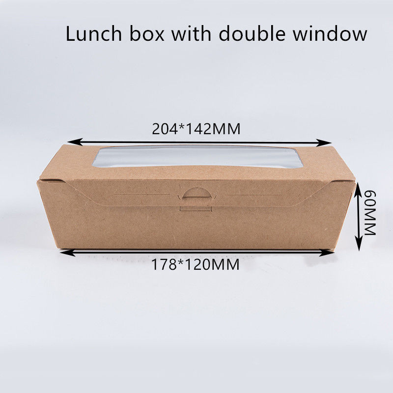 1200ml 337ペット窓が付いている380 400gsmクラフト紙のお弁当箱