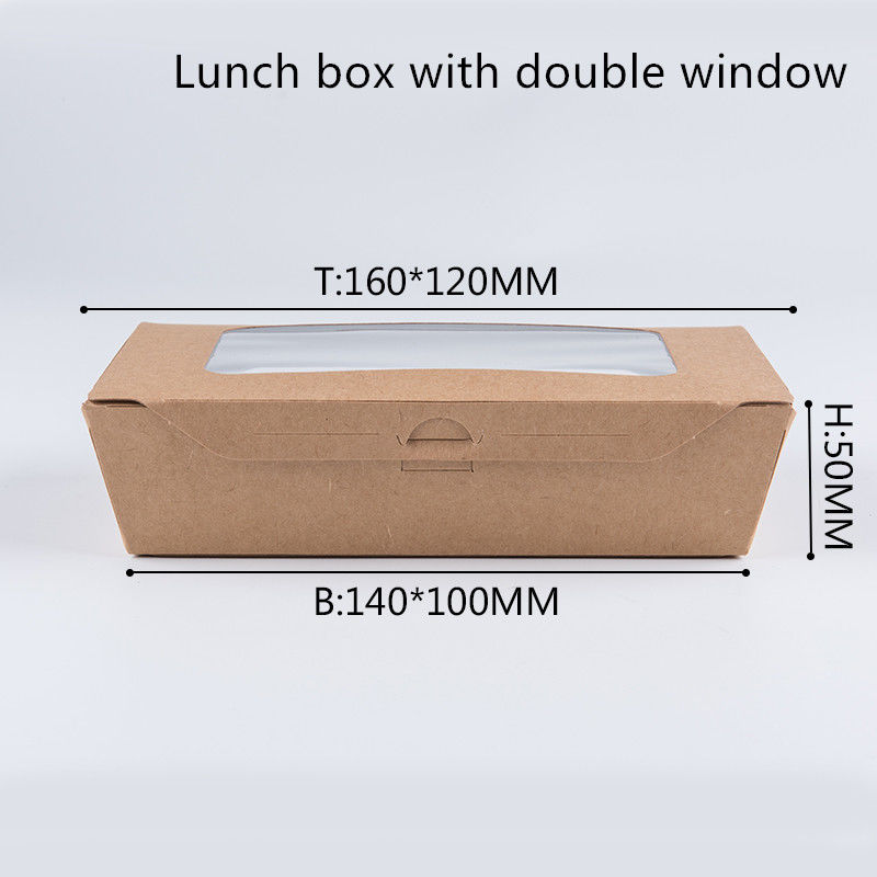 1200ml 337ペット窓が付いている380 400gsmクラフト紙のお弁当箱