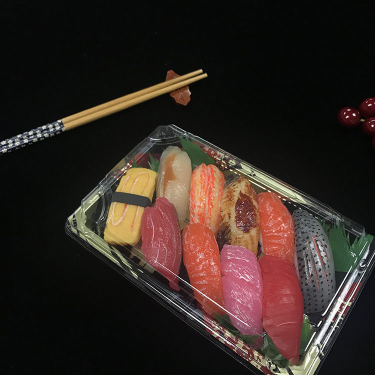 透明なふたの使い捨て可能なプラスチック寿司の皿の食品等級
