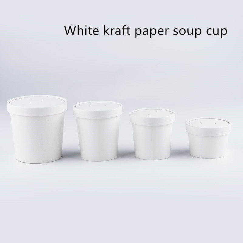 12oz 16oz 320gsm白いクラフト紙のEcoのテークアウトの容器