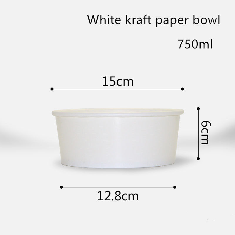 500ml 750ml 1000ml 1300mlサラダのための使い捨て可能で白いクラフト紙 ボール
