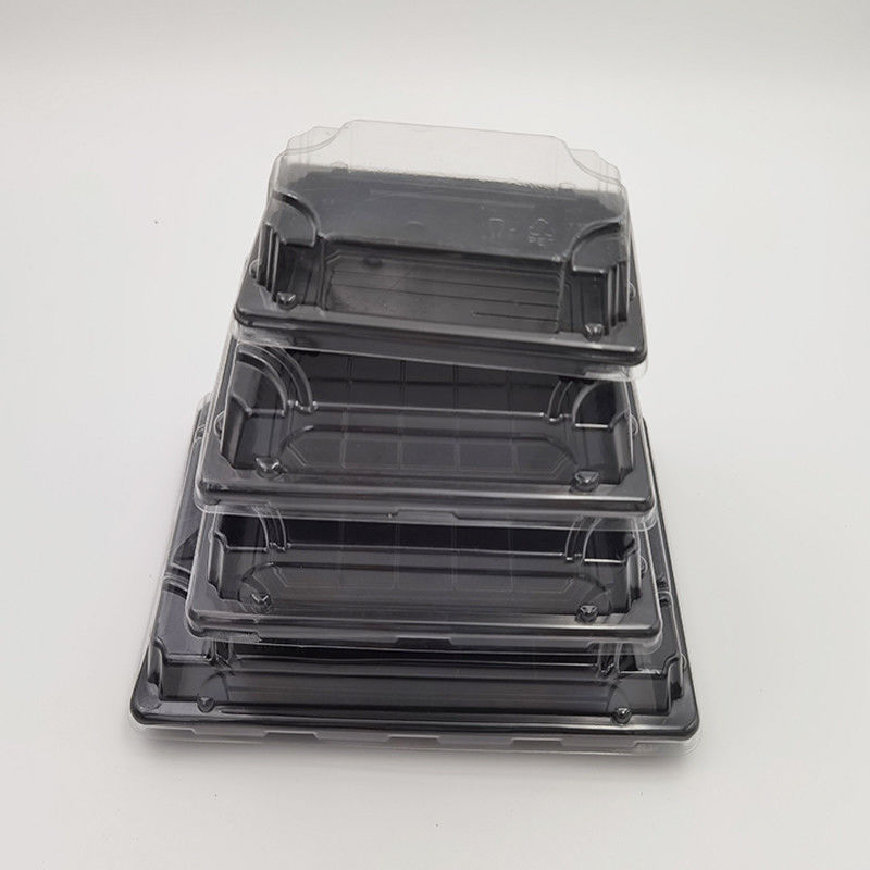 透明なふたが付いている使い捨て可能なPSのプラスチック寿司の皿