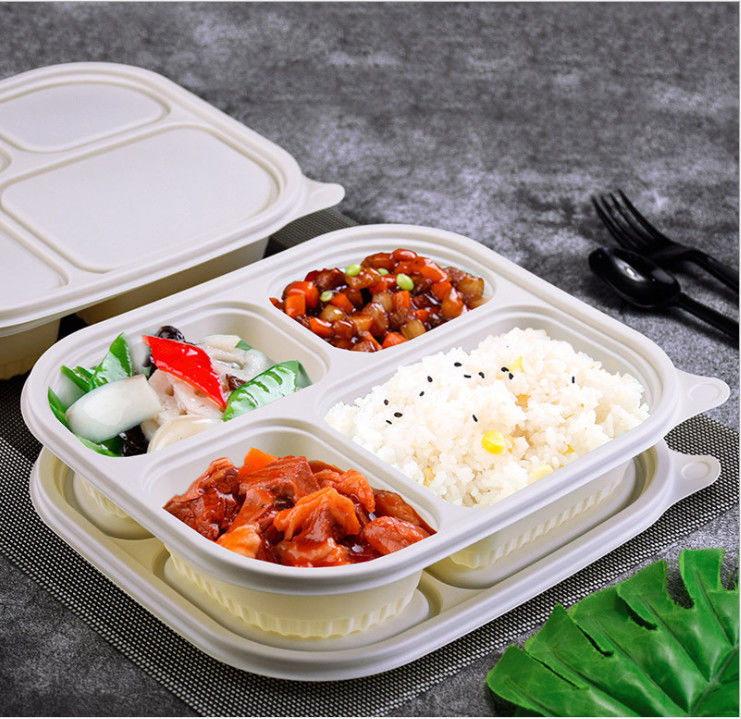 使い捨て可能なDegradableコーンスターチの半端もの4コンパートメント食品容器