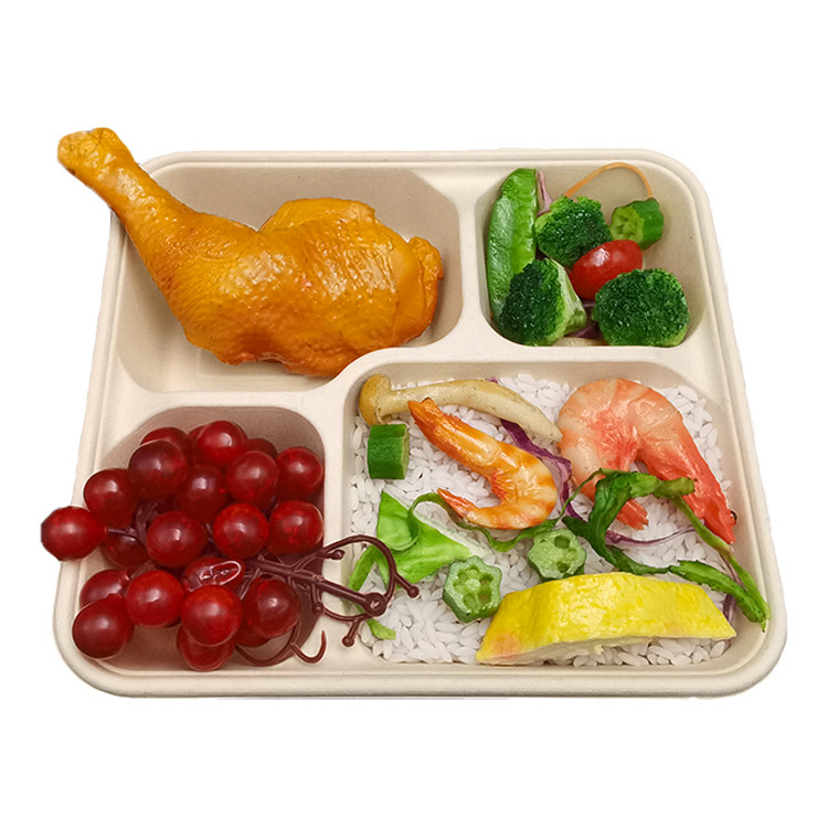 ふたと生物分解性サトウキビのバガス3-4コンパートメント食品容器