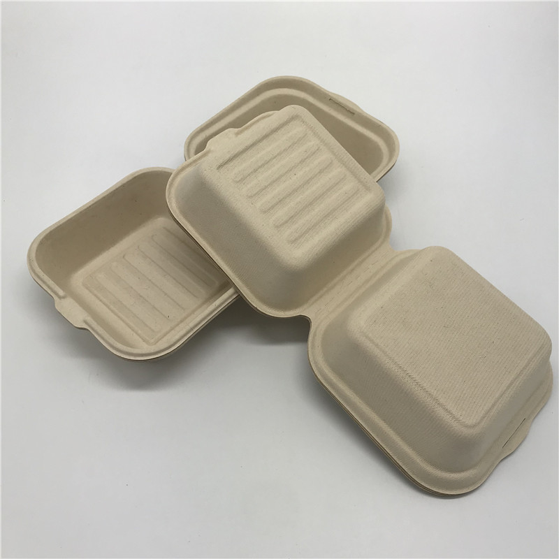 ムギのわらのテークアウトの食品容器のハンバーガー箱の生物分解性の使い捨て可能